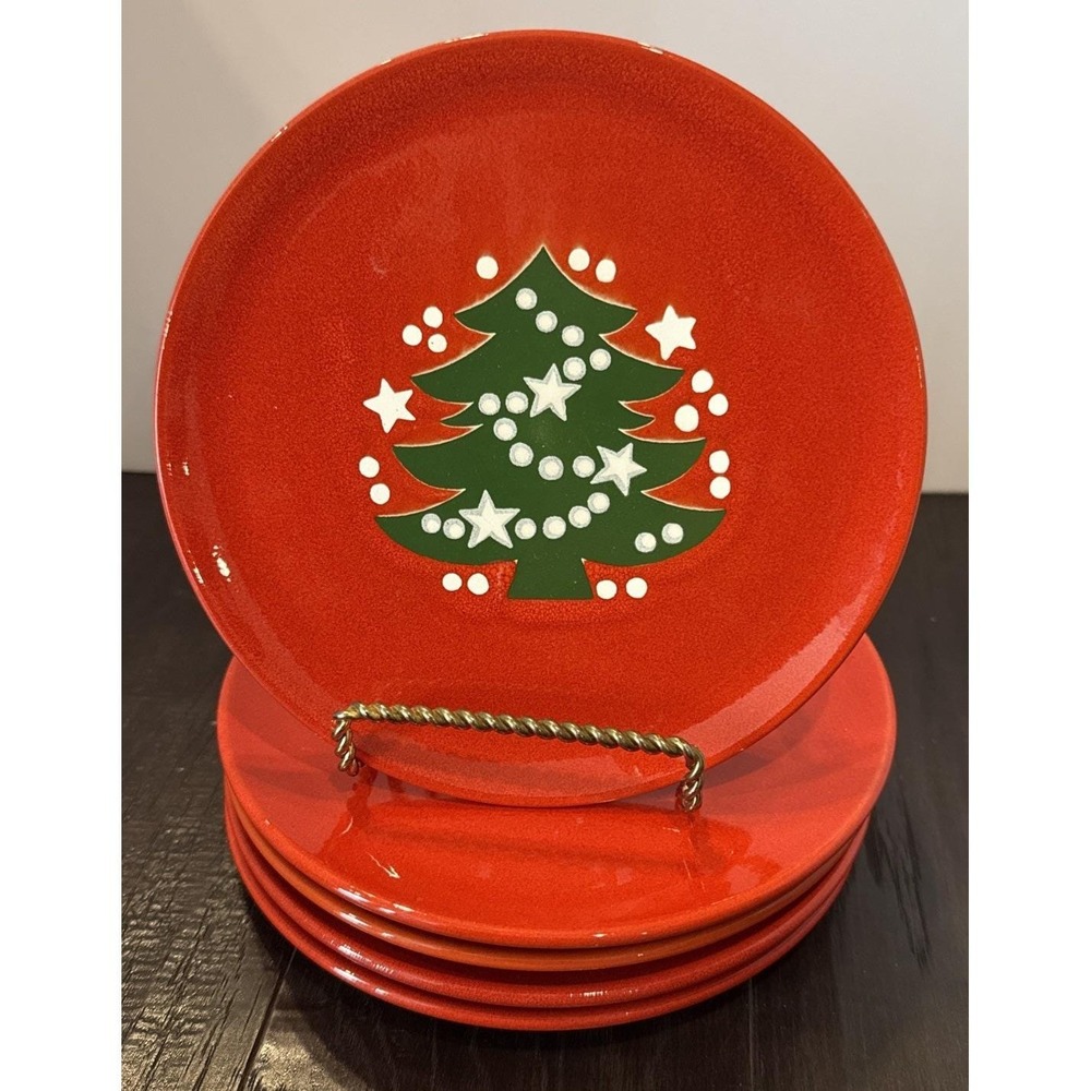 Waechtersbach West Germany Christmas Tree Salad Dessert Plates Plate Set Of 5